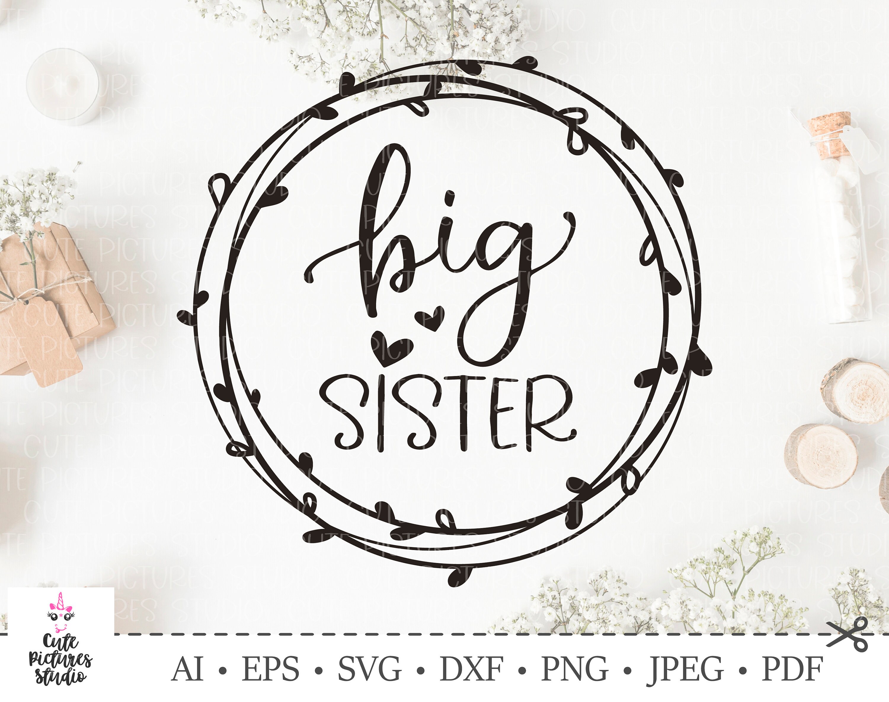 Baby Girl Svg, Big Sister SVG cut file, Baby Girl shower gift, Sister…