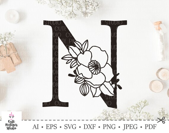 Download Botanical Alphabet Svg Floral Letter N Svg Cut File Svg Etsy