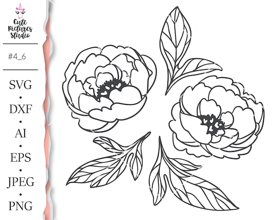 Download Set Of Peony Flowers Cricut Svg Cut File Peony Dxf Eps Peony Etsy
