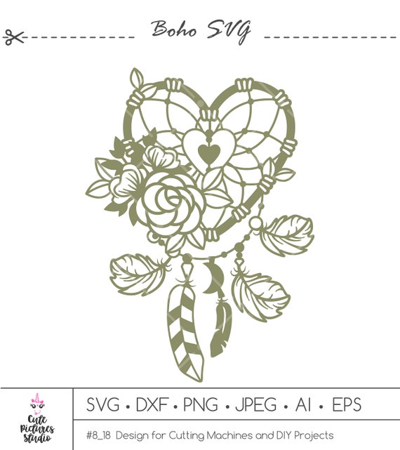 Download Floral Heart Dreamcatcher Svg Cut File Feather Svg Png Dxf Etsy