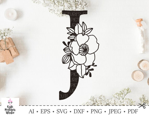 Download Botanical Alphabet Svg Floral Letter J Svg Cut File Svg Etsy