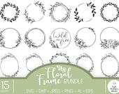 Bundle of floral frames Cricut SVG cut file, Monogram frame Cricut svg, Floral wreath svg png, Flower frame svg, Farmhouse custom sign svg,