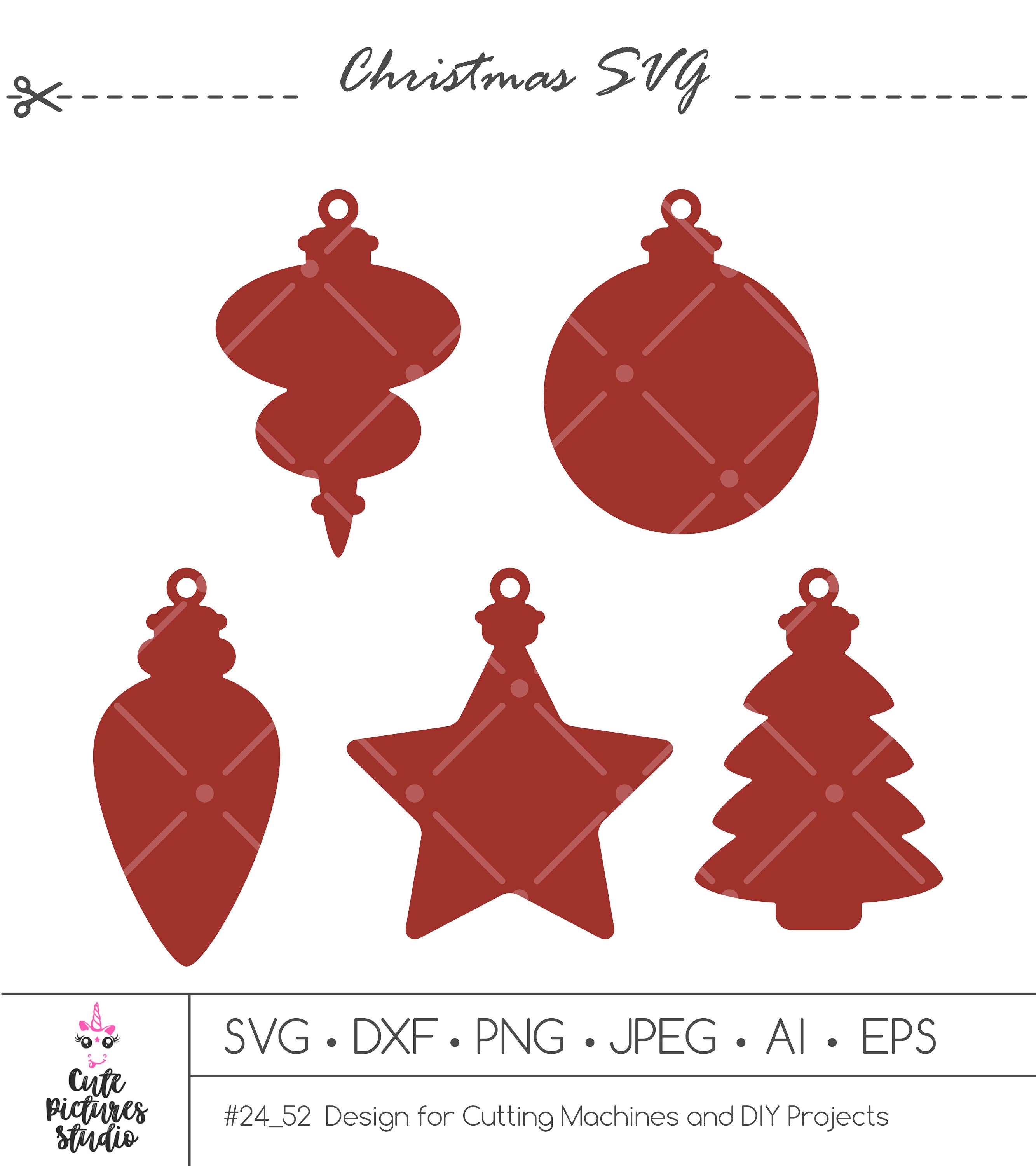 Download Christmas Ornaments Svg Dxf Png Papercut File Christmas Toy Etsy