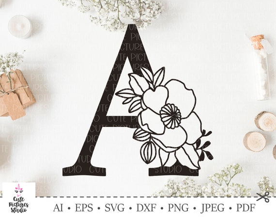 Download Art Collectibles Clip Art L Svg Papercut For Cricut Silhouette Flower Monogram Svg Floral Letter Svg Initial Svg
