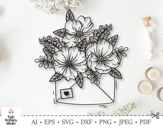 Download Envelope With Flowers And Heart Cut File Svg Png Wedding Etsy 3D SVG Files Ideas | SVG, Paper Crafts, SVG File