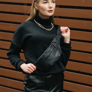 Leder Bauchtasche Sasmbag, Bauchtasche,Frauenleder Bauchtasche, Gürteltasche, Gürteltasche, Ledertasche, Freihandtasche, schwarze Tasche handgefertigt