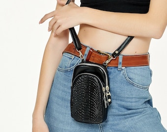 Cell Phone Bag, Mini Crossbody Bag, Vegan Leather Stylish Small Crossbody Bag, Mini Purse Everyday Bag, Perfect Birthday Gift