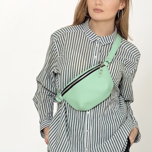 Mint Fanny pack Sambag, Woman Fanny pack, Hip Bag, Bum bag, Belt bag, Waist bag, Vegan leather bag, Free hands bag, Handmade bag,  mint bag