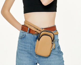 Stylish Vegan Crossbody Phone Bag, Mini Festival Belt Bag, Hands-Free Small Purse, Perfect Christmas Gift, Sister, Everyday Hip Bag