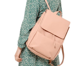 Pink eco-leather backpack, women backpack, laptop backpack, notebook backpack, handmade backpack, handcraft backpack. Custom Designed