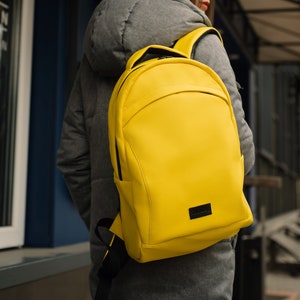 Yellow Backpack, Woman's Backpack, Eco Leather Backpack, Backpack for Laptop, Custom Designed, City Backpack, Backpack for women