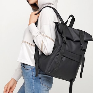 Roll Top Backpack, Woman Roll Top, Eco Leather Roll Top, Rolltop backpack, Roll Top, Black Roll Top, Vegan Backpack, Backpack for Laptop