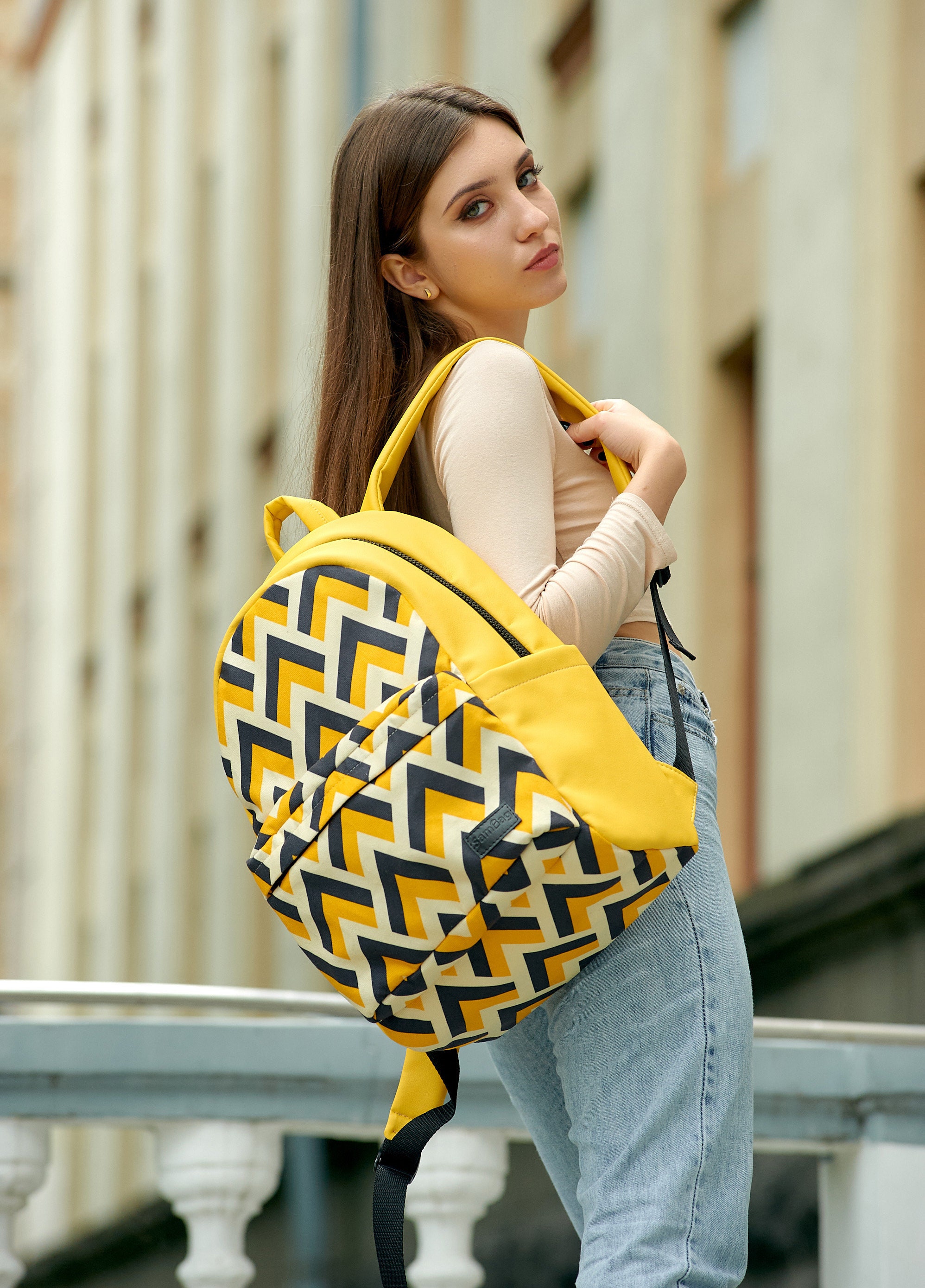Yellow Backpack for Women, Stylish Everyday Bag, Lightweight  display picture 2