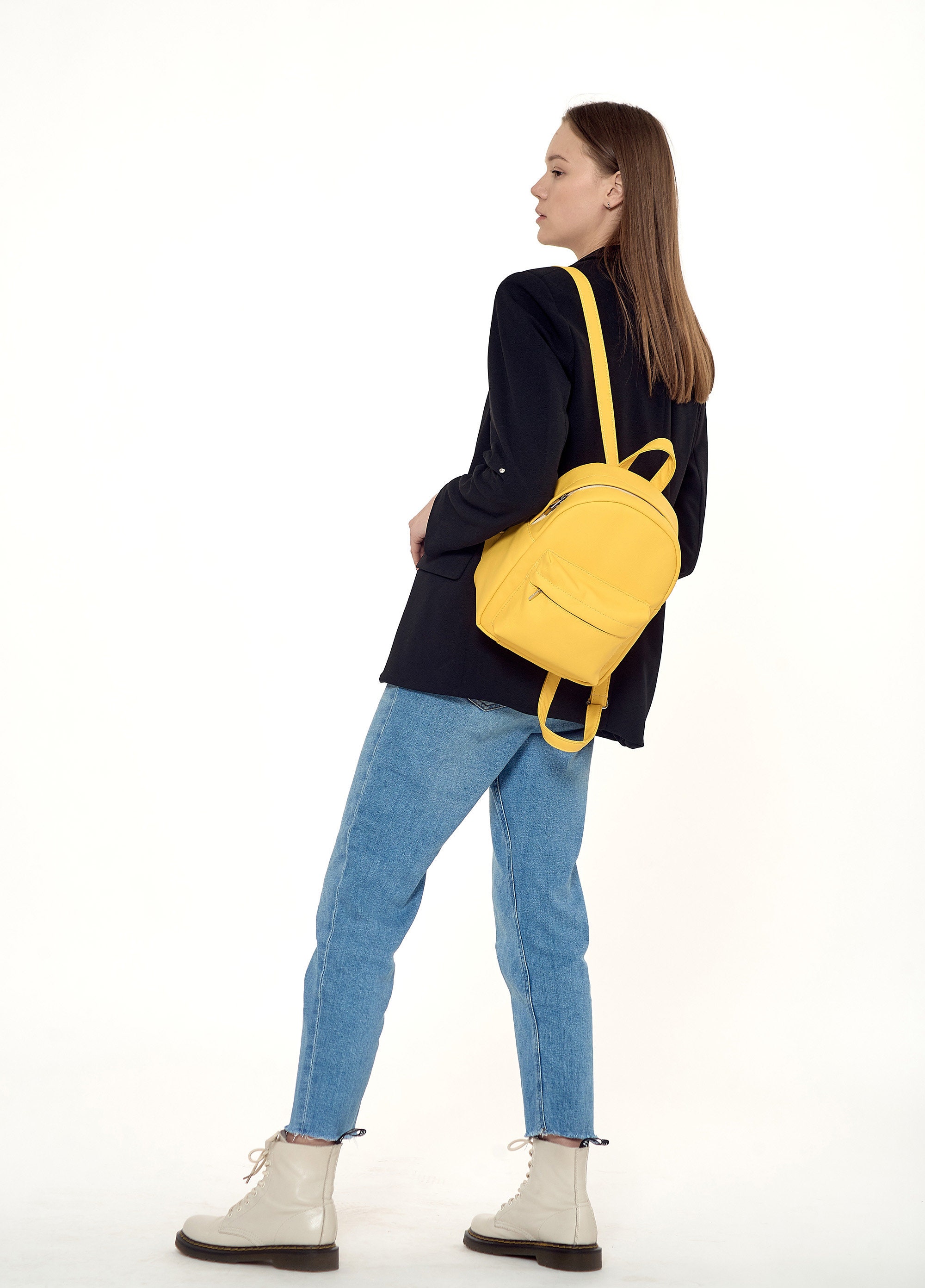 Eco Leather Backpack Women, Women Backpack, Yellow Backpack, Yellow