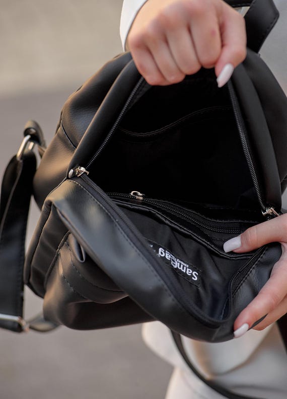 Eco Leather Backpack Women, Women Backpack, Black Backpack  display picture 1