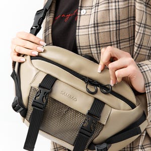 Beige Fanny Pack Handmade Waist Bag, Stylish Belt Bag for Women, Travel Fanny Pack, Everyday Crossbody, Minimalist Hands Free Bag