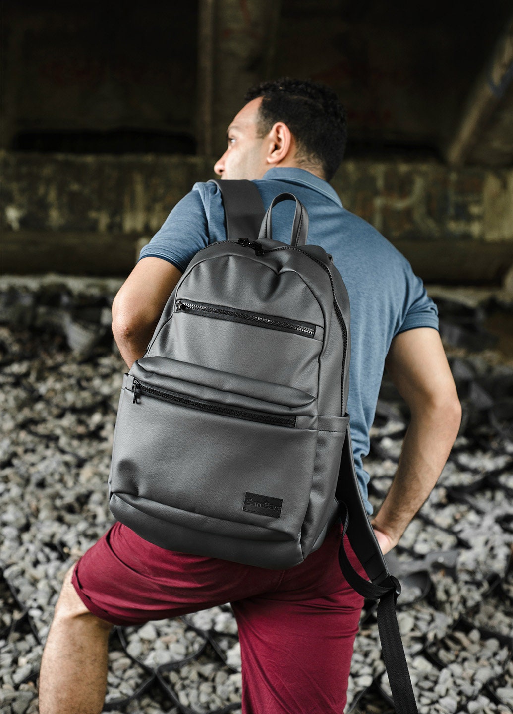 Basic Men's Backpack Mens Backpack Work Backpack, Classic Black Vegan Leather Backpack for ...