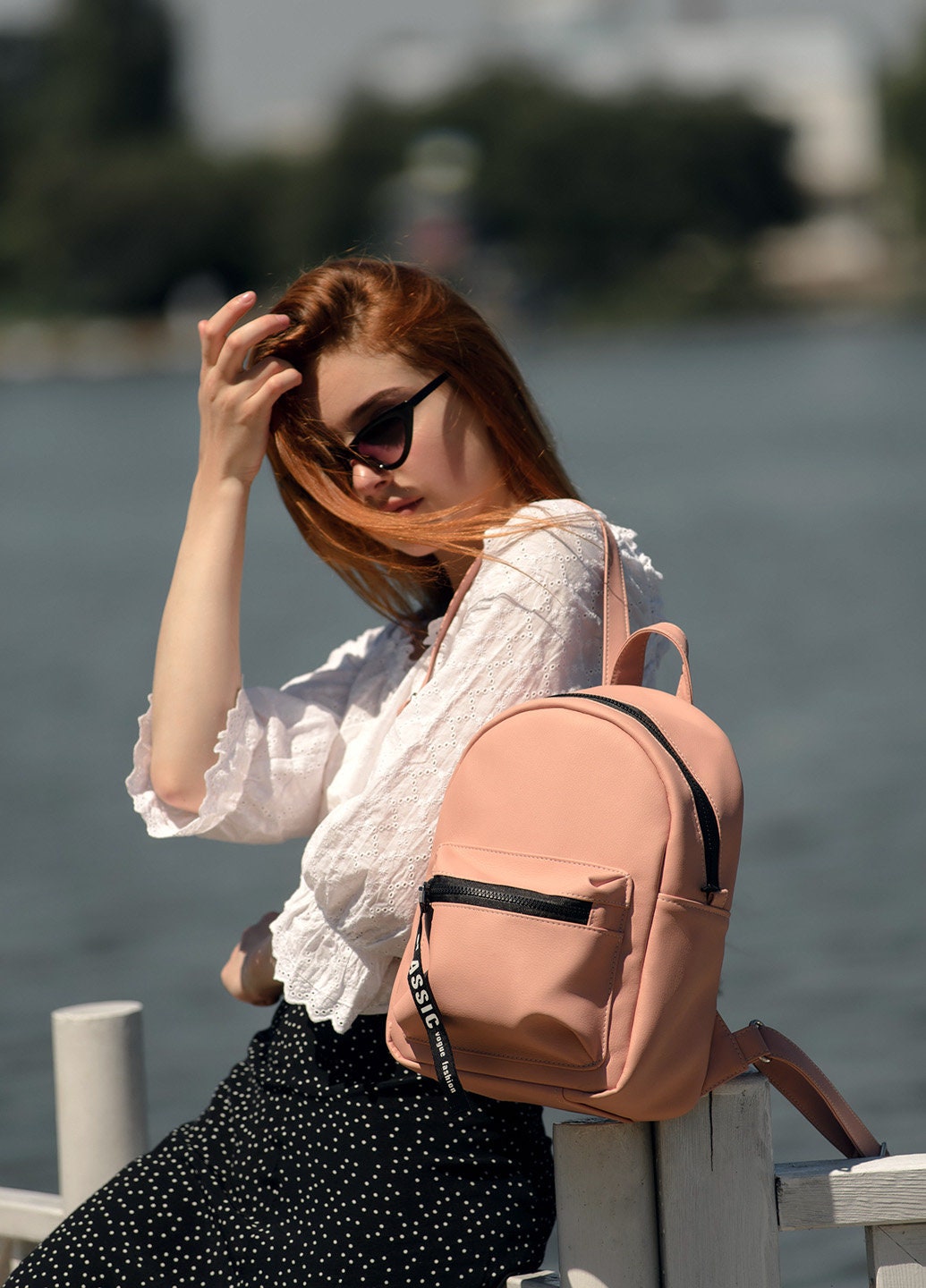 Women Pink Backpack Sambag Pink Backpack Eco Leather 