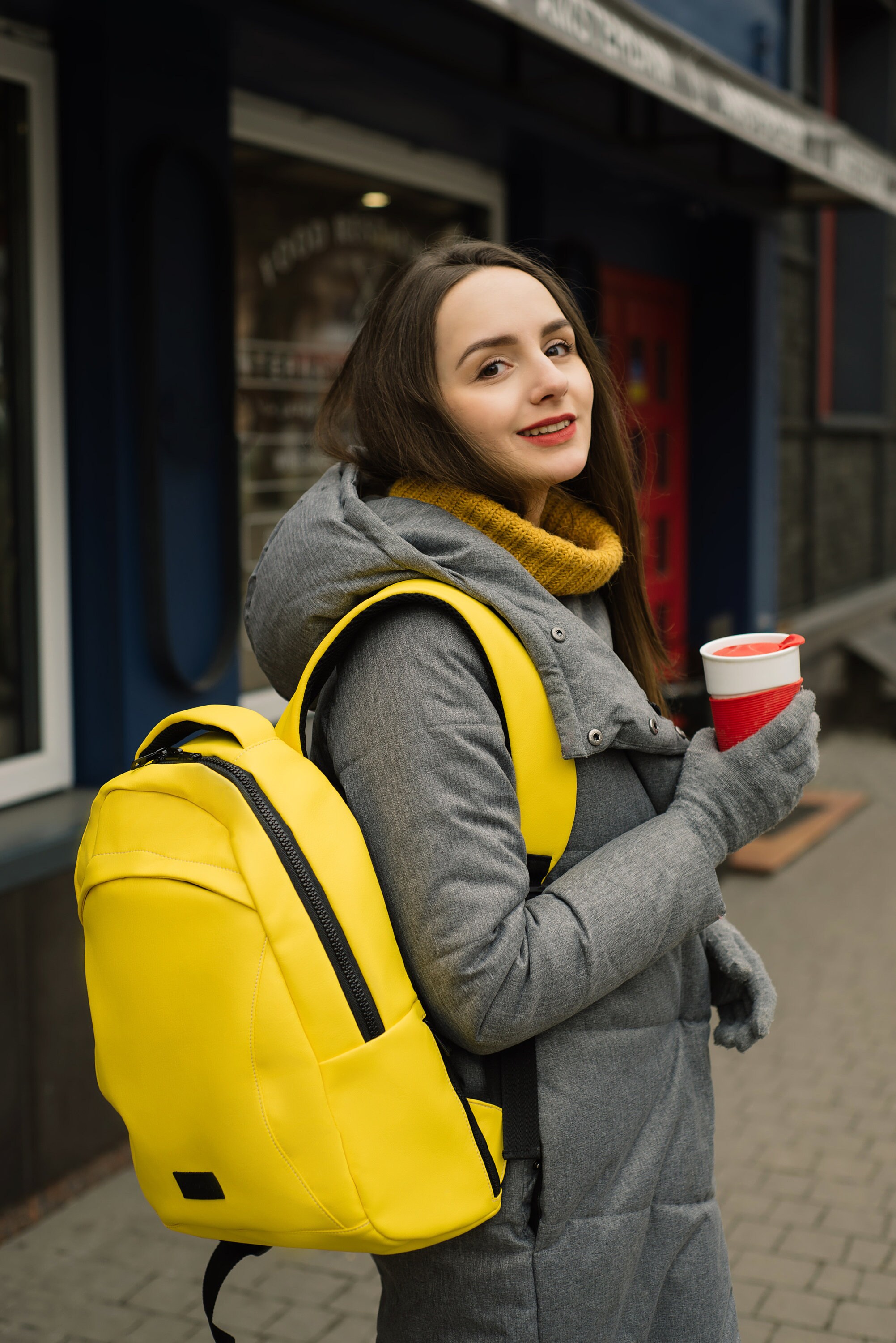 Yellow Backpack, Woman's Backpack, Eco Leather Backpack, Backpack for