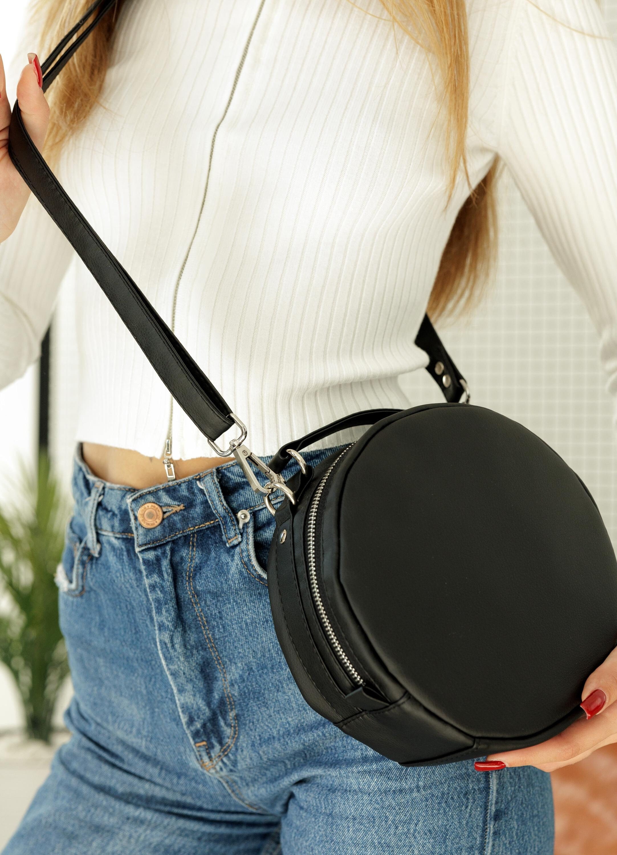 Leather Circle Bag - Etsy