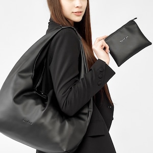 Bolso grande negro tipo hobo para mujer con billetera, bolso de hombro de piel ecológica, bolso de trabajo informal, bolso de viaje diario, regalo para ella