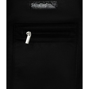 May include: Black bag with a zippered pocket and a silver zipper pull. The bag has a textured surface and a small label with the text "SamBag" and "made in UA".