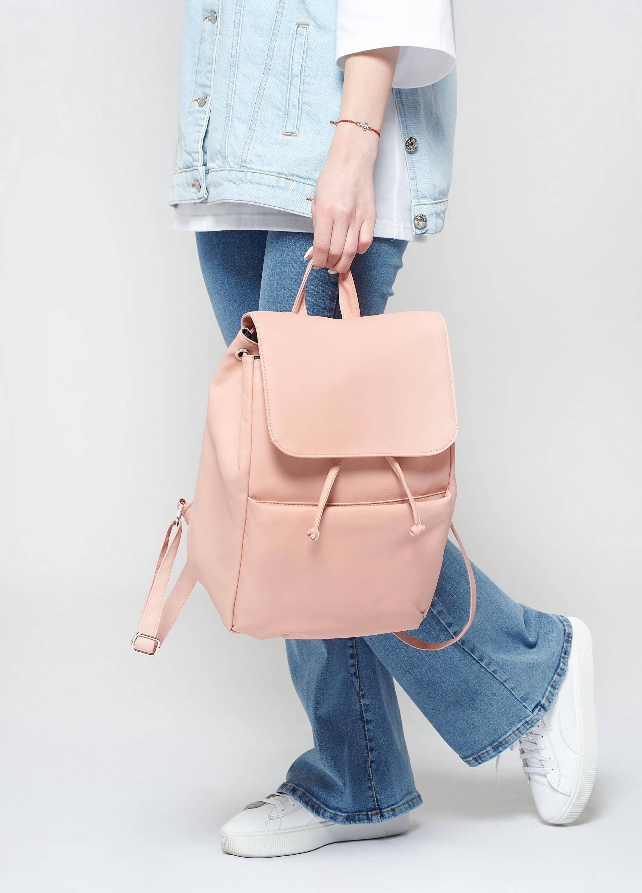 backpack pink leather Dark Rucksack Crafted from Visetos canvas and nappa leather Dune London Vegan Leather Adjustable