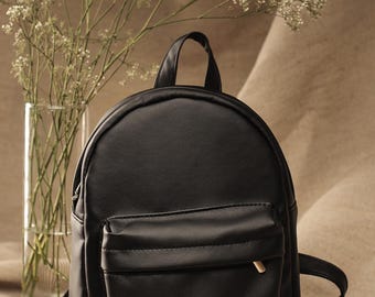 Eco Leather Backpack Women, Women Backpack, Black Backpack 