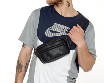 Leather Fanny pack, Man Leather Fanny pack, Woman Leather Fanny pack, Belt bag, Waist bag, Leather bag, Free hands bag, Black bag