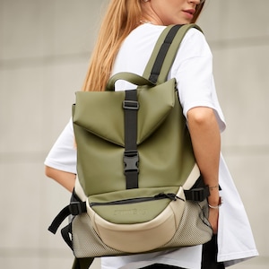 Benutzerdefinierte Laptop-Rucksack für die Arbeit, Frauen moderner Rucksack mit Monogramm, geräumige handgefertigte Tasche für den täglichen Gebrauch