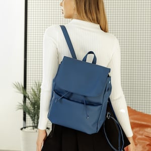 Ryggsäck med dragsko och handväska för kvinnor, mini-läderryggsäck, söt liten ryggsäck, minimalistisk specialdesignad arbetsryggsäck