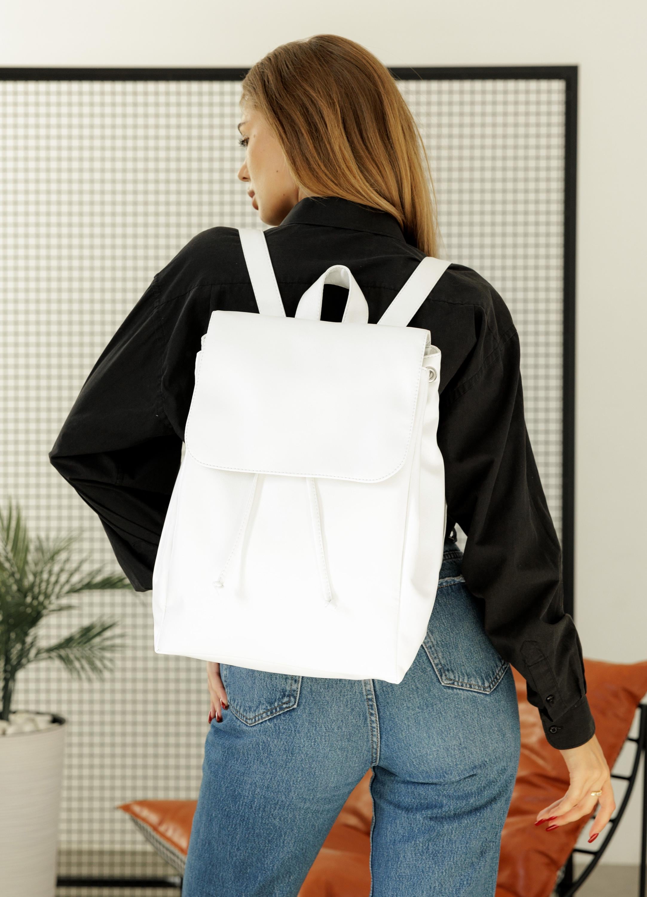 Drawstring Womens Backpack Purse, Mini Leather Backpack  display picture 2