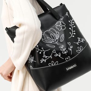 Einkaufstasche aus veganem Leder - Elegante lange Schultertasche für Frauen, ideal für die Arbeit, die Reise oder den Alltag in Schwarz