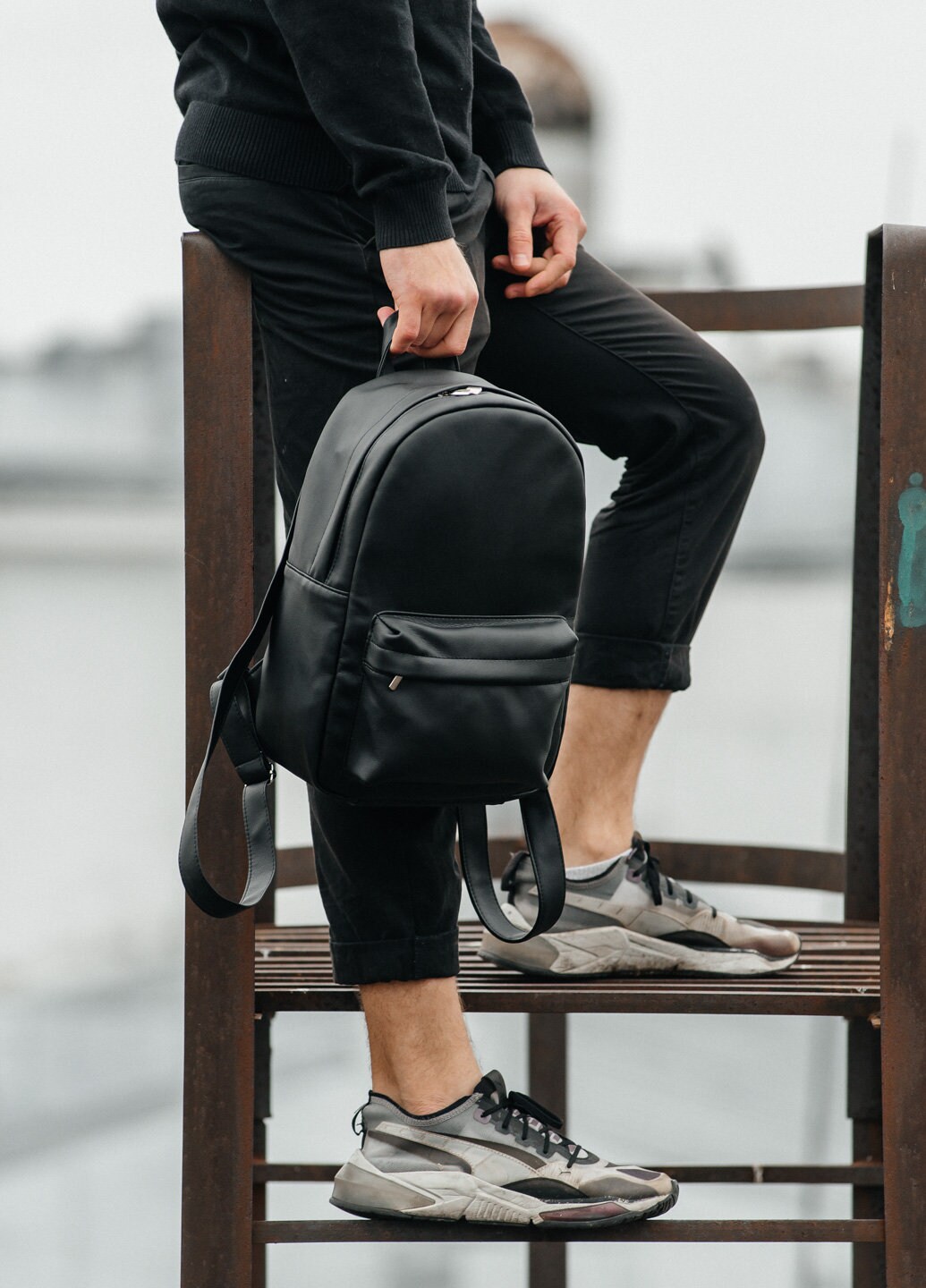Mcq top leather backpack