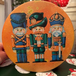 Vintage Christmas Nutcracker Cookie Metal Tin