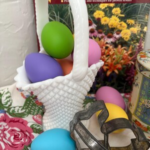 Vintage Milk Glass Westmoreland Basket Vase
