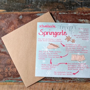 Schwäbische Rezeptkarte Grußkarte Springerle Weihnachtsgebäck von Oma zum Nachbacken Weihnachtskarte