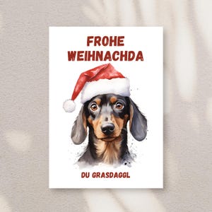 Schwäbische Postkarte Weihnachten A6 - Frohe Weihnachda du Grasdaggl