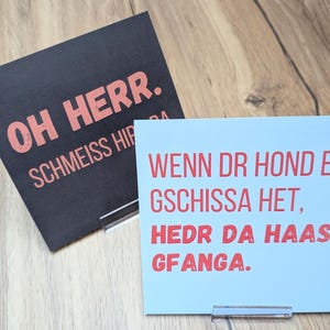 Schwäbische Wendekarte Oh Herr, schmeiss hirn ra, Wenn dr hond ed gschissa het, Grusskarte, Geschenk für Schwaben, Geburtstagsgeschenk