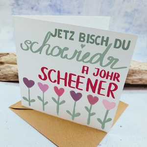 Schwäbische Geburtstagskarte, Klappkarte - Herzlichen Glückwunsch, hochwertige Glückwunschkarte, plastikfrei