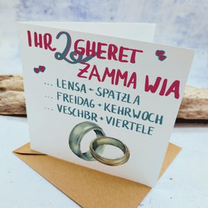 Schwäbische Hochzeitskarte, Klappkarte - hochwertige Karte für Hochzeit, Verlobung, Jubiläum, plastikfrei