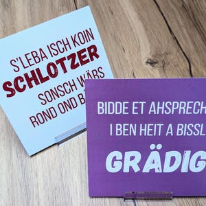 Schwäbische Wendekarte Grädig, S'leba isch koin Schlotzer, Grusskarte, Geschenk für Schwaben, Geburtstagsgeschenk