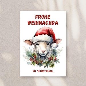 Schwäbische Postkarte Weihnachten A6 - Frohe Weihnachda du Schofseggl