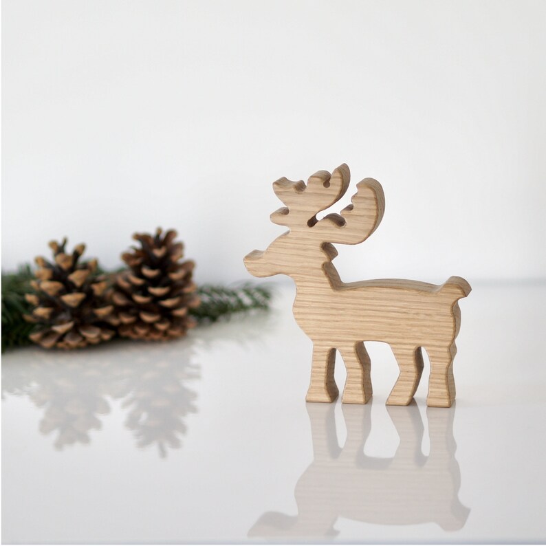 Elch aus Holz 18cm hoch mit tollem Geweih als Weihnachtsdeko Etsy