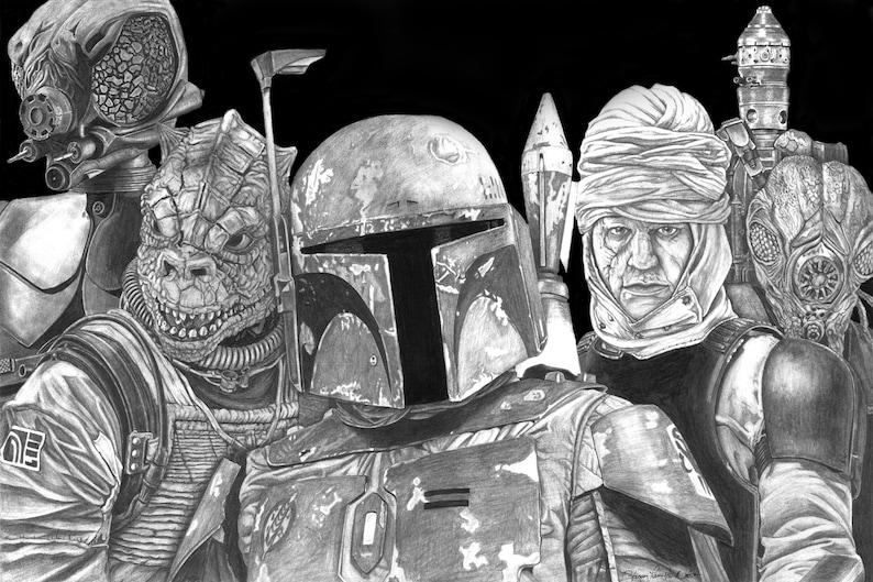 Boba Fett Empire Strikes Back Star Wars Bounty Hunters Movie Memorabilia Poster