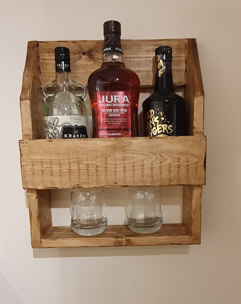 Wall Mounted Home Bar Man Cave Shelf Whiskey Shelf Etsy