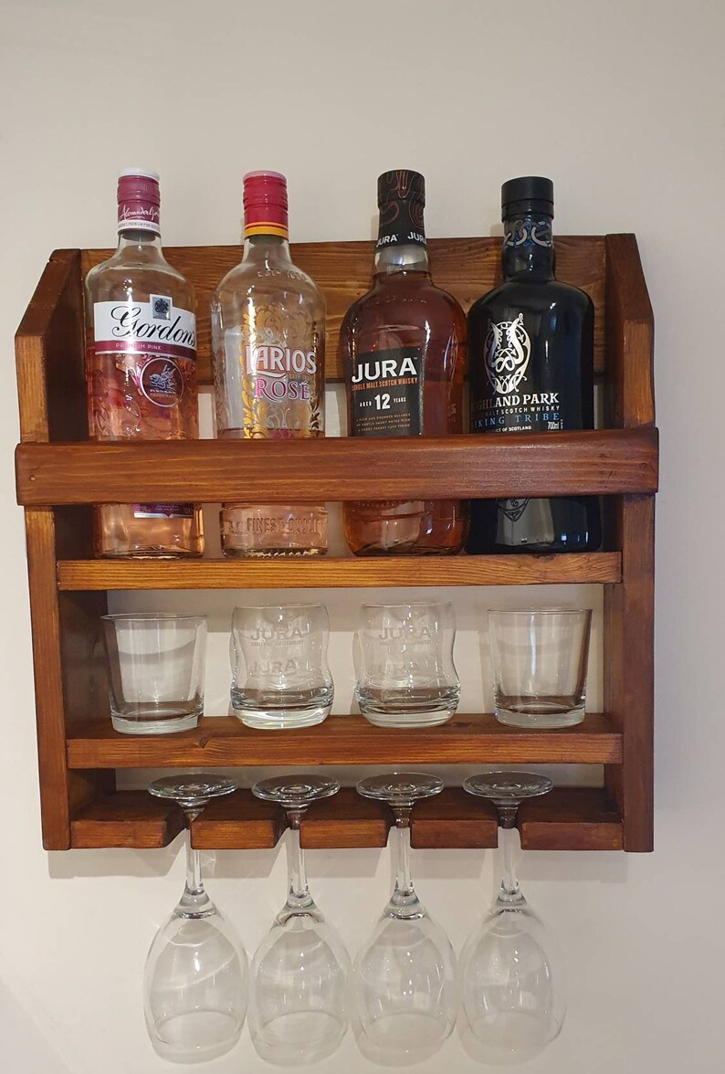 Wall Mounted Home Bar Drink Rack Gin Shelf Wine Rack Man Etsy