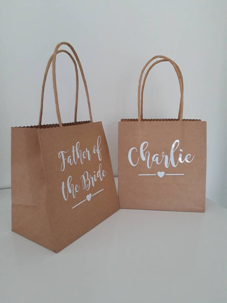Set of 10 Personalised Mini Kraft Gift Bag Wedding Gift Wedding Favour Hen Party Bag Bridesmaid Maid of Honour Birthday Gift