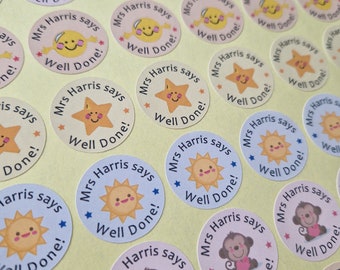 Teacher / Teaching Assistant / Personalised Well Done Stickers x 48