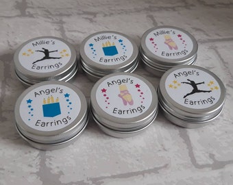 Personalised Earring Storage Tin / Jewellery Box / School / Gym / Dancing / Swimming / Stocking Filler